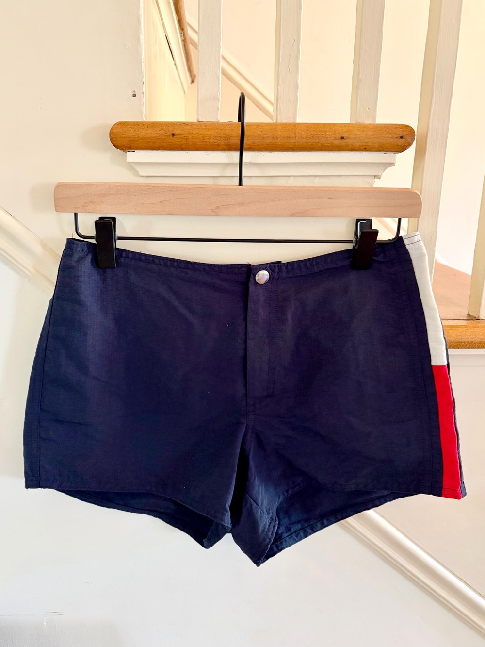 Vintage Tommy Hilfiger Swim Women’s Athletic Shorts with Red & White Side Panel